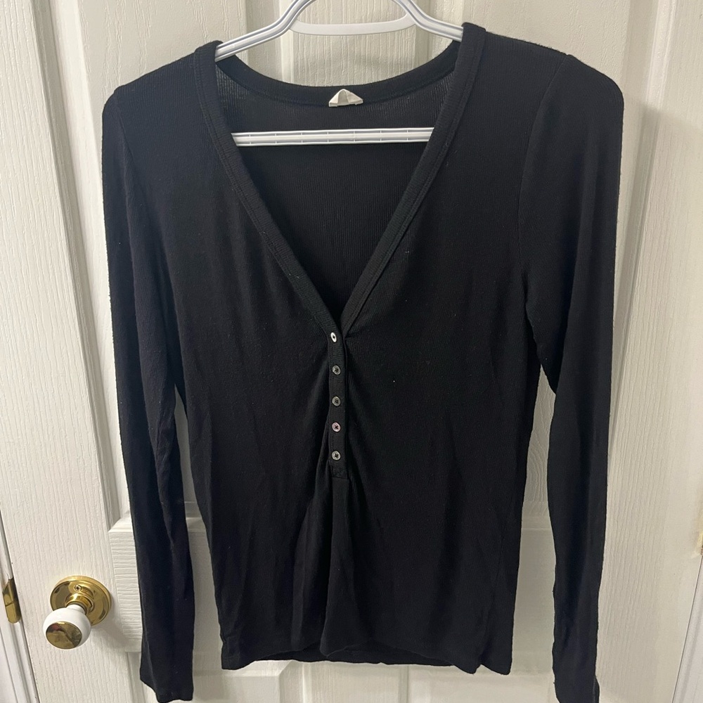 Wilfred Free Black Henley Top